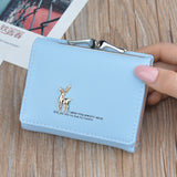 Women Wallet Leather Short Cute Deer Wallet Folding Wallets Clutch Pu Card Holder Ladies Purses Retro Coin Purse Portfel Damski