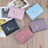 Women Wallet Leather Short Cute Deer Wallet Folding Wallets Clutch Pu Card Holder Ladies Purses Retro Coin Purse Portfel Damski